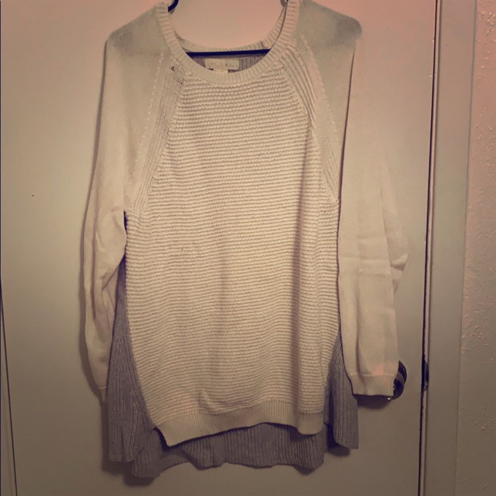 Gray and white long sleeve